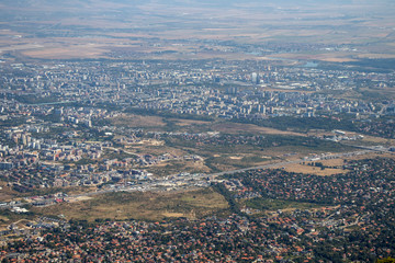 Obraz premium View of city of Sofia from Kamen Del Peak at Vitosha Mountain