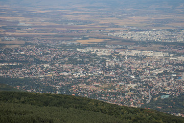 View of city of Sofia from Kamen Del Peak at Vitosha Mountain