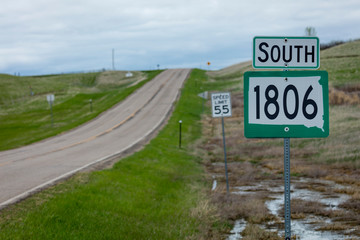 MAY 19, 2019, FORT YATES North Dakota USA - Route 1806 South (for Lewis and Clark years) Standing Rock Indian Reservation, Fort Yates, North Dakota.