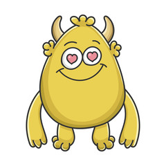 In love yellow goblin cartoon monster