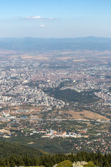 Fototapeta premium View of city of Sofia from Kamen Del Peak at Vitosha Mountain