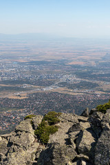 View of city of Sofia from Kamen Del Peak at Vitosha Mountain
