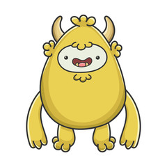 Happy yeti yellow goblin cartoon monster