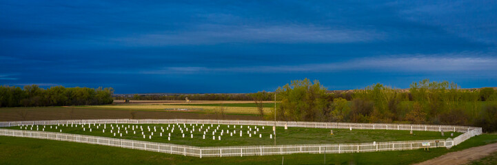 MAY 21 2019, FORT BUFORD, N DAKOTA, USA - Fort Buford Cemetery Site, 1866 near the confluence of the Missouri and Yellowstone River