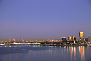 Plakat A view of Long Beach marina, California from a cruise ship at dawn