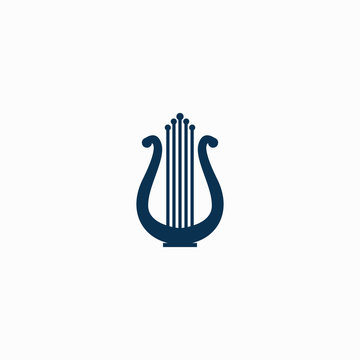 Harp Music Instrument Logo Design Inspiration Vector
