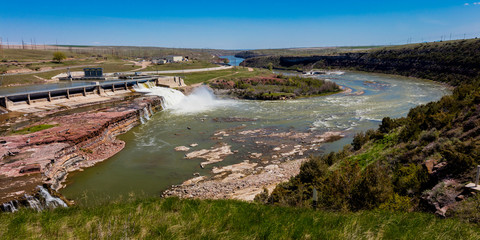 MAY 23, 2019, GREAT FALLS, MT., USA - Rainbow Dam of The Great Falls of the Missouri River in Great...