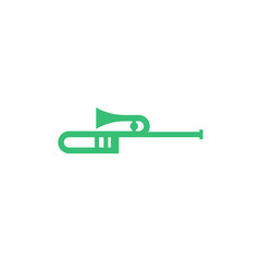 trombone for jazz and blues isolated on white background. Cartoon vector illustration of music festival instrument used for music poster, magazine, tickets
