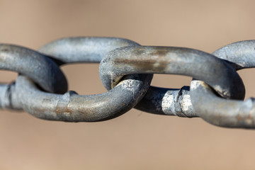 Close up of Steel Chain Links