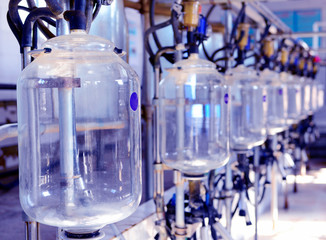 Arranged milking equipment in milking hall