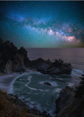 Fototapeta na wymiar Milky way over the McWay falls, California