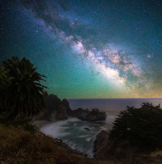 Milky way over the McWay falls, California