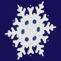 Christmas paper snowflake on blue background.