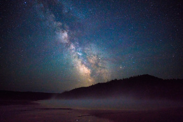 Milky way over Yellowstone national park