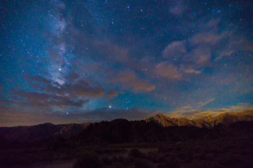 Milky way over the alabama hills and mount whitney, California