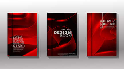 Minimal cover design. overlapping red ribbon waves on a dark background. vector illustration