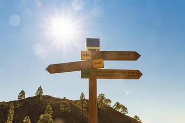 Sign showing direction for La Plata Tejeda, Cruz Grande, Cercados de Arana