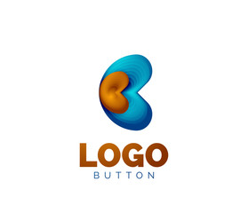 Abstract round shape logo template. Minimal geometrical design, 3d geometric bold symbol in relief style with color blend steps effect. Vector Illustration