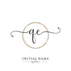 Initial Letter QE Signature Handwriting and Elegant Logo Design Vector	