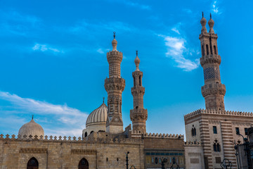 Fototapeta na wymiar Moslem m,osque skyline with blue sky, Cairo, Egypt