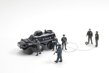 the Min Police Car With Swat And Police. © alan