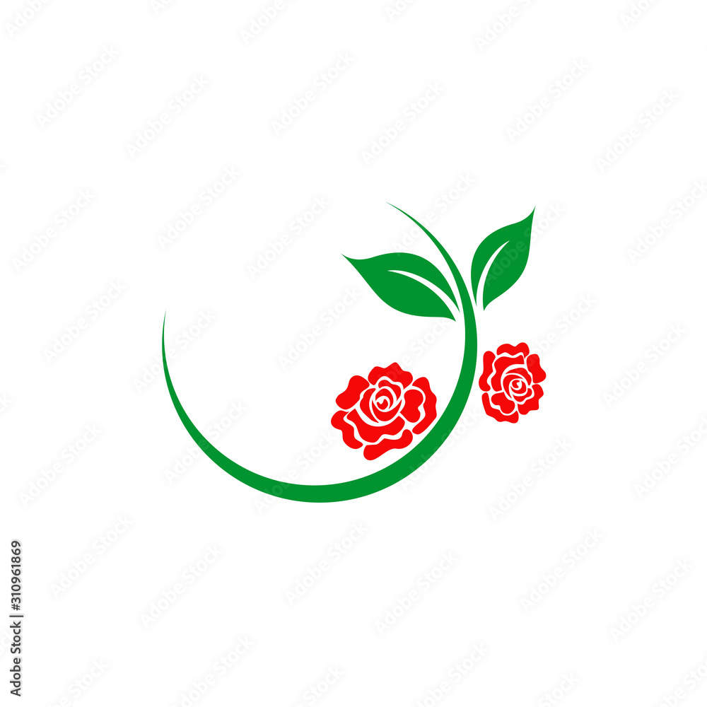 Poster rose icon logo design vector template