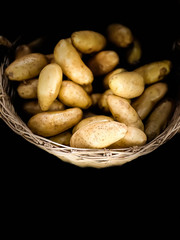 Close up potato in the basket for sale nature and vegetable backgrounds