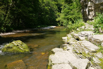 Felsen am Fluss Schluchtensteig und Wutachschlucht