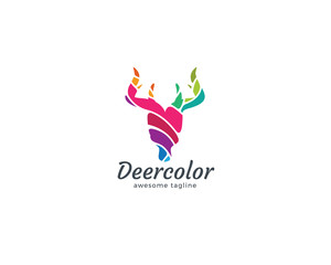 Abstract colorful deer logo