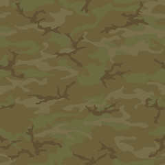 Seamless camouflage pattern. Khaki texture, vector illustration. Camo print background. Abstract military style backdrop