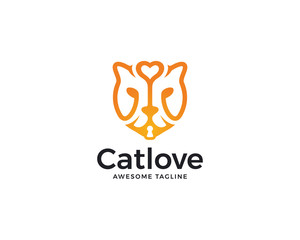 Cat love logo design