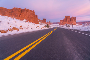 Beautiful arches national park during winter