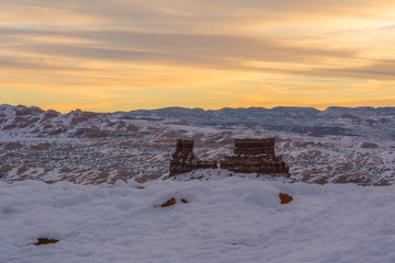 Beautiful arches national park during winter