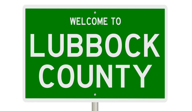 Rendering Of A Green 3d Highway Sign For Lubbock County