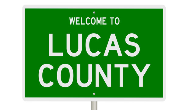 Rendering Of A Green 3d Highway Sign For Lucas County