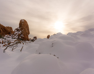 Beautiful arches national park during winter