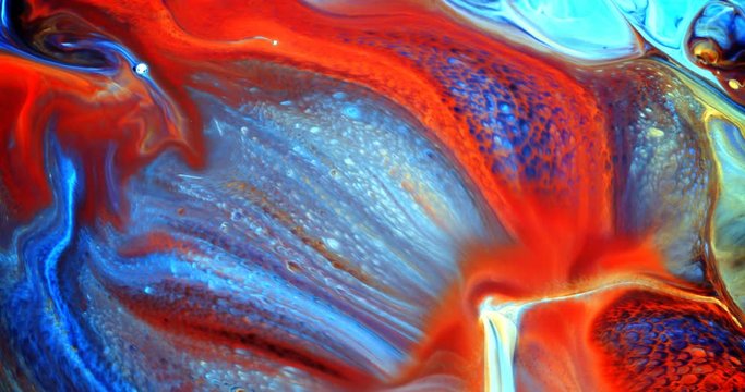 Abstract Ink Paint Movement Explode and Spread on Milky Liquid Element