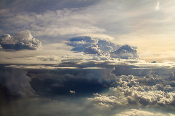 Obraz premium Skyline View above the Clouds from airplane
