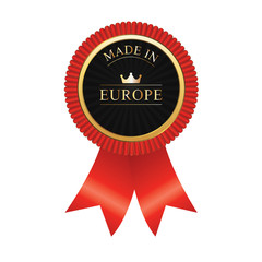 Made in European Gold Badge. European Gold stamp isolated on white background