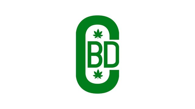 CBD or Cannabidiol oil lodo design in motion graphic animation. 4K video, sign, addiction, autism, background, body, cannabidiol, cannabis, cbd, cbd oil, concept, design, drug, element, ganja, gold