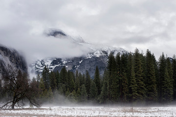 Foggy, cloudy mountain scape 