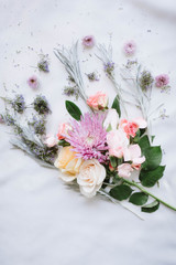 spring floral bouquet flat lay- mother's day, spring, easter 