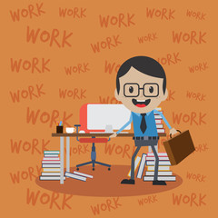 office worker on the job full task employee cartoon