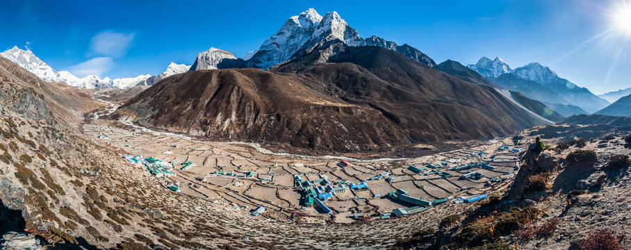 panorama of the dingboche Village in Everest