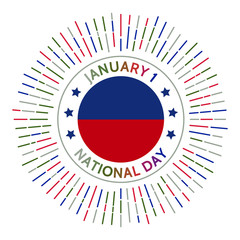 Haiti national day badge. Declaration of independence from France in 1804. Celebrated on January 1.