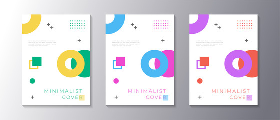 Minimalist design cover set with memphis geometric background, applicable for poster, flyer, banner, magazine