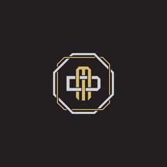 Obraz premium MD Initial letter overlapping interlock logo monogram line art style