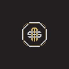 Obraz premium MS Initial letter overlapping interlock logo monogram line art style