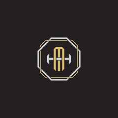 MH Initial letter overlapping interlock logo monogram line art style