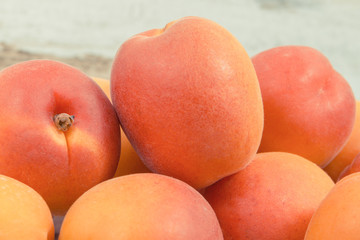 Fresh heap of peach. Healthy dessert as source minerals and vitamins